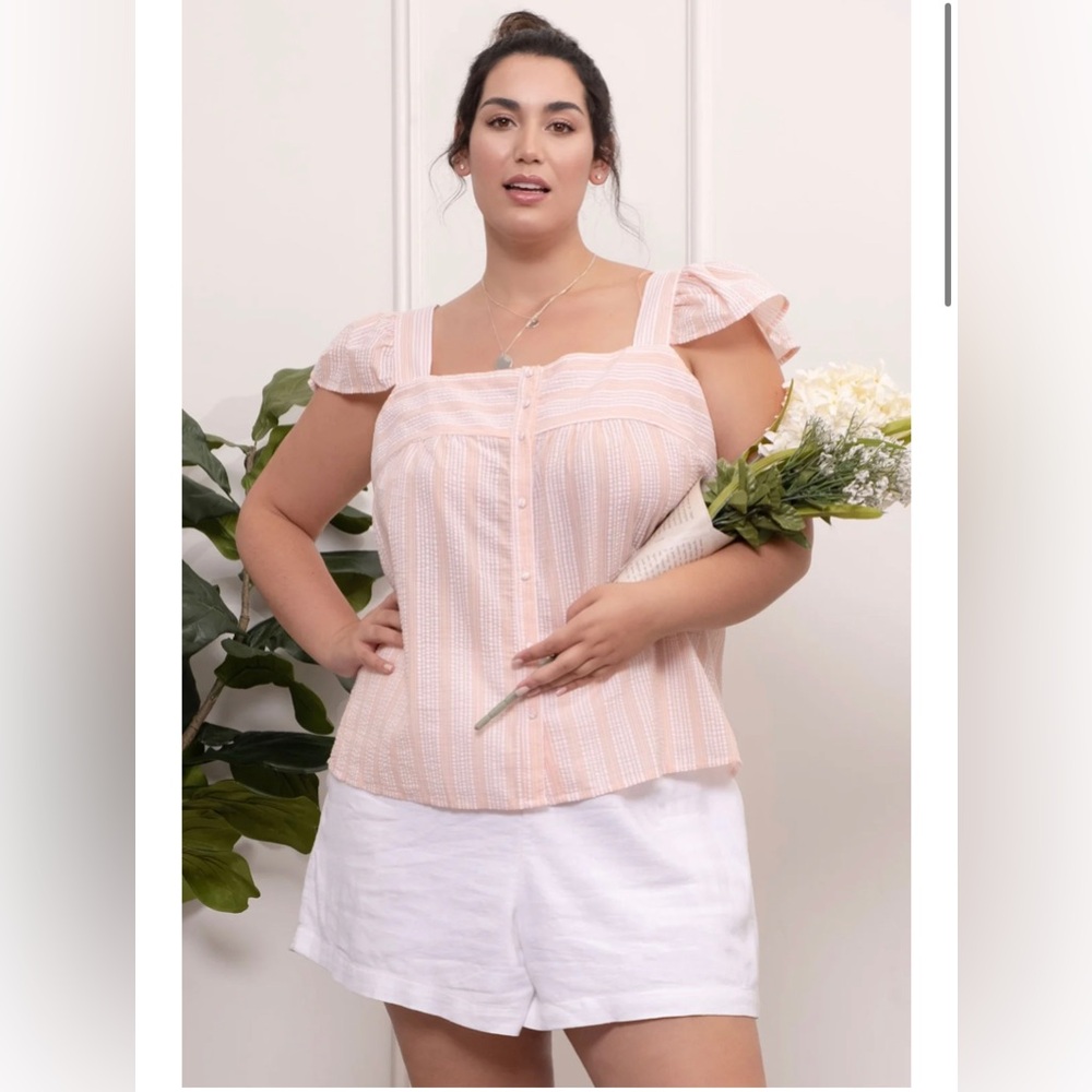 NWT  Perch textured Peach Striped Top size 3X and 1X🌹🌺🌸 BG 06